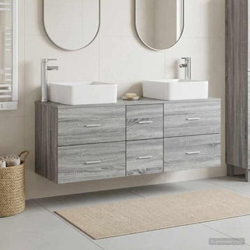 vidaXL Badkamerkastenset 3 st Grijs Sonoma 49,5 x 41 x 63 cm, Verzenden, Nieuw