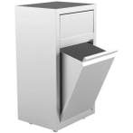 Afvalbak | RVS (Geborsteld) | 90L | Duwdeksel + Kanteldeur |, Verzenden, Nieuw in verpakking