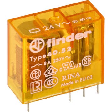 Finder 40.52 PCB Relais 24VAC 2CO 8A - 40.52.8.024.0000, Verzenden, Nieuw, Overige typen