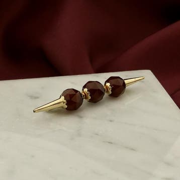 Vintage gouden broche met carneool, Gebruikt, Ophalen of Verzenden, Met edelsteen, Goud