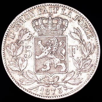 België. Leopold II. 5 Francs 1873 (Zonder minimumprijs)