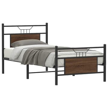 vidaXL Bedframe zonder matras bewerkt hout bruin eikenkleur, Eenpersoons, Bruin, Verzenden, Nieuw
