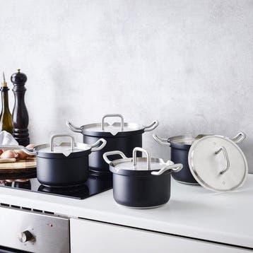 BK Q-linair Master Black Pannenset - 4- Kookpannen - Met, Verzenden, Nieuw