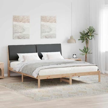 vidaXL Bedframe Bruin en donkergrijs 180 x 200 cm Massief, Bruin, Verzenden, Hout, Nieuw
