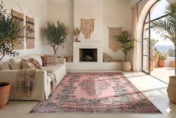 Zachtroze vintage - Vloerkleed - 290 cm - 175 cm - met, Nieuw