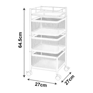 [en.casa] Keukentrolley Sunndal met 3 manden 64,5x27x27 cm w, Verzenden
