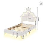Kinderbed 90×200 cm met LED-verlichting en Kroonhoofdbord, Verzenden, Nieuw