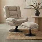 *WOONWINKEL* Fauteuil Met Voetensteun Beige, Verzenden, Nieuw, Stof