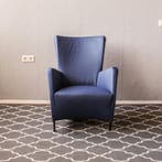 2x Montis Windy Fauteuil Kobaltblauw Leer - Zwart, Ophalen, 75 tot 100 cm, Zo goed als nieuw, Leer