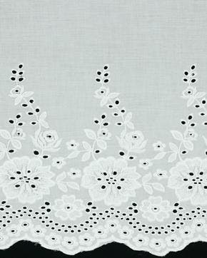 Katoen Voile Broderie Bloem Wit, Nieuw, Wit