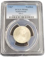 Koningin Juliana zilveren 1 gulden 1967 MS66 PCGS, Postzegels en Munten, Munten | Nederland, 1 gulden, Koningin Juliana, Verzenden