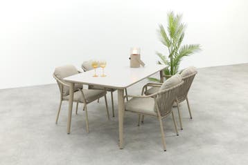 VDG Pisa/Sofia rope dining tuinset voor 4 personen 160x90, Verzenden, Nieuw, Overige materialen, Tuinset