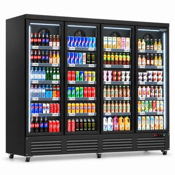 SIBERO Supermarkt Koelkast 4-Deurs 2159L Zwart 2508mm, Ophalen of Verzenden, Nieuw in verpakking, Koelen en Vriezen