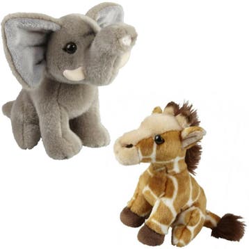 Olifant en giraffe knuffel set - pluche - 18 cm, Verzenden, Nieuw