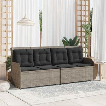 vidaXL Tuinbank Lichtgrijs poly rattan, Verzenden, Nieuw, Rotan