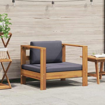 vidaXL Tuinstoel met kussen massief acaciahout donkergrijs, Tuin en Terras, Verzenden, Nieuw, Hardhout