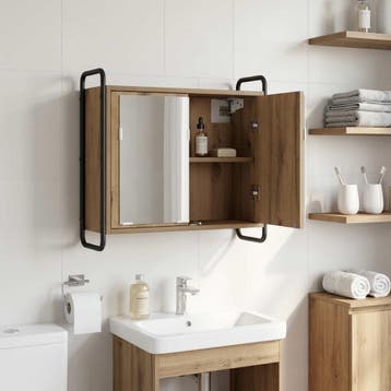 vidaXL Hangend Badkamerkast Artisanaal eiken 64 x 20 x 56,5, Verzenden, Nieuw
