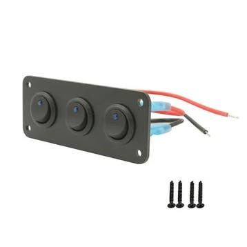 Inbouwschakelaars met bevestigingsplaat - 3 knoppen - 12V, Ophalen of Verzenden, Nieuw, Schakelaar