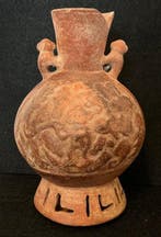 Sican/Lambayeque-cultuur-vaas met visser en zeedieren - met