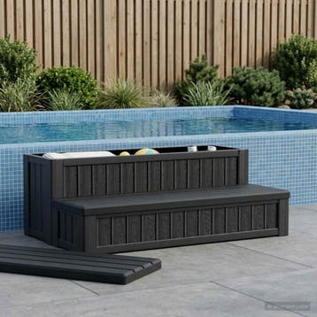 vidaXL Hot Tub Stap met Opbergruimte 2-Staps Zwart 93 x 57 x, Verzenden, Nieuw