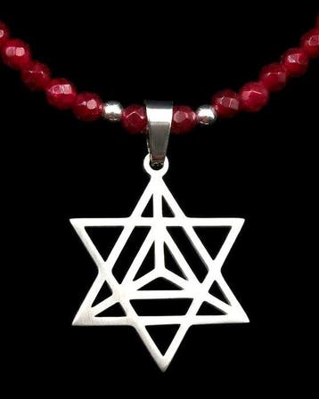 Rubis – Halsketting Ster Merkaba – Heilige geometrie en