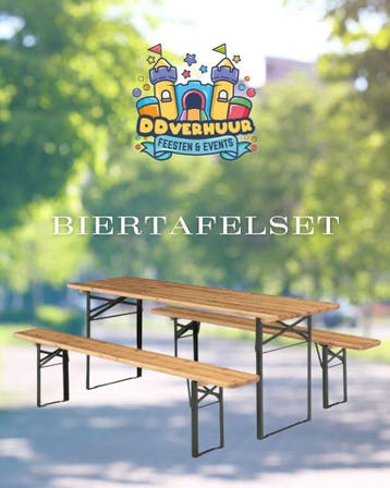 Biertafelset huren (tafel + banken) – €15 p/dag, Zo goed als nieuw