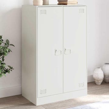 vidaXL Dressoir 67x39x107 cm staal wit, Verzenden, Nieuw, 50 tot 100 cm, Metaal