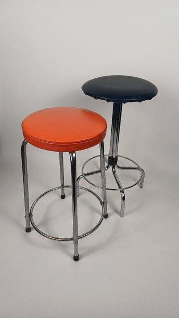 Brabantia - Kruk (2) - Staal, Vinyl - Twee Vintage Krukken