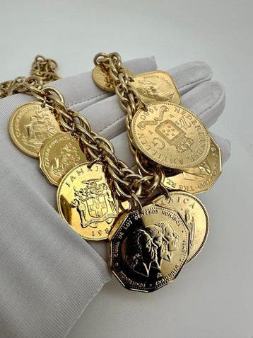 Franklin Mint - 14 gouden munt Caribische halsketting – 24K