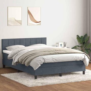 vidaXL Boxspring met matras fluweel donkergrijs 160x210 cm, Verzenden, Nieuw, Tweepersoons, Stof