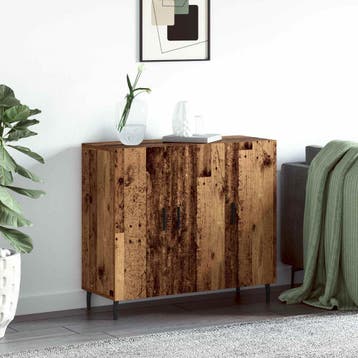 vidaXL Dressoir Oudhout 90 x 34 x 80 cm Bewerkt hout, Verzenden, Nieuw, Overige houtsoorten, Minder dan 50 cm
