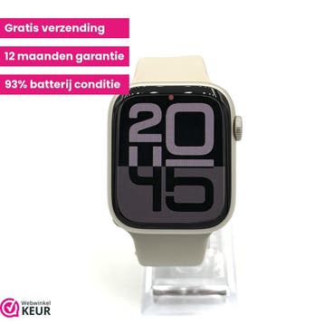 Apple Watch Serie 9 45mm silver | 93% batterij | Garantie, Verzenden, Stappen, Zo goed als nieuw, IOS