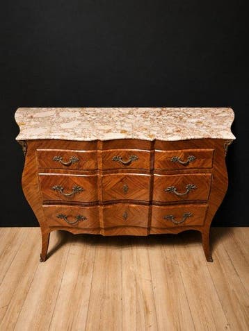 Commode - Parket, brons, marmer - Commode Napoleon III