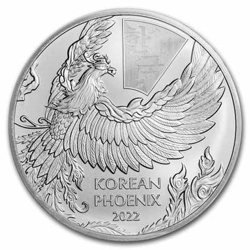 Zuid-Korea Phoenix 1 oz 2022, Postzegels en Munten, Verzenden, Oost-Azië, Losse munt, Zilver