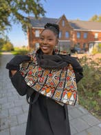 Warme Sjaal met Afrikaanse print Unisex - Rood / Oranje bogo, Kleding | Dames, Mutsen, Sjaals en Handschoenen, Ophalen of Verzenden