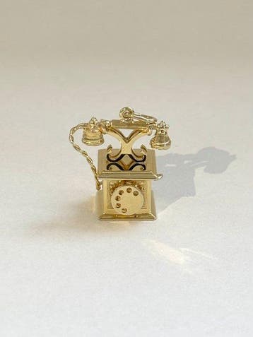 Hanger - 14 karaat Geel goud - Vintage draaischijftelefoon, Sieraden, Tassen en Uiterlijk