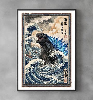 Sato Hageshi - Ocean Titan - Godzilla - Pop Art - Signed and, Nieuw