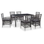 vidaXL 7-delige Tuinset poly rattan grijs, Tuin en Terras, Tuinsets en Loungesets, Verzenden, Nieuw, 6 zitplaatsen, Tuinset
