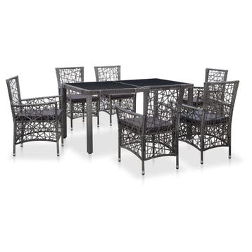 vidaXL 7-delige Tuinset poly rattan grijs, Verzenden, Nieuw, 6 zitplaatsen, Tuinset