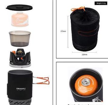 Draagbaar camping kooksysteem met gasbrander en pan set, Caravans en Kamperen, Kampeeraccessoires, Verzenden, Nieuw