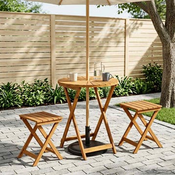vidaXL Vouw Tuin Tafel Naturel Ø60 x 75 cm Massief, Verzenden, Nieuw