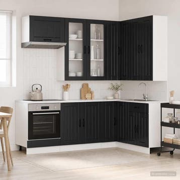 vidaXL Keukenblok LUCCA 8 st Zwart Bewerkt hout, Verzenden, Nieuw, Zwart
