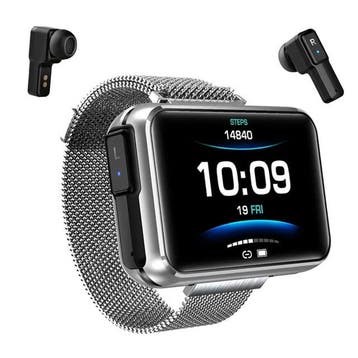 T91 Smartwatch Breed Display met Draadloze Oortjes - 1.4, Verzenden, Nieuw