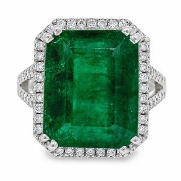 Ring Platina - 8.23ct. tw. Smaragd - Diamant - Plat, Nieuw