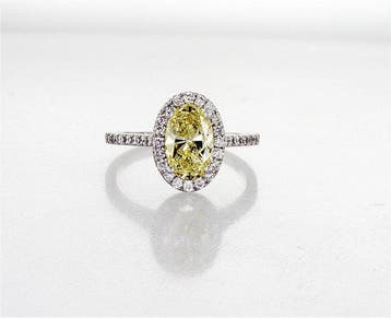 Ring - 14 karaat Witgoud - 1.92ct. tw. Geel Diamant, Nieuw