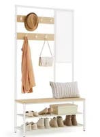 Garderobekast met Spiegel en 7 Haken – Kapstok met Opbergrui, Verzenden, Nieuw