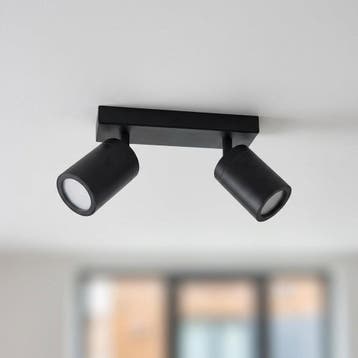 Badkamer plafondspot | dubbel | zwart | IP44 | GU10 fitting, Ophalen of Verzenden, Nieuw, Metaal, Plafondspot of Wandspot