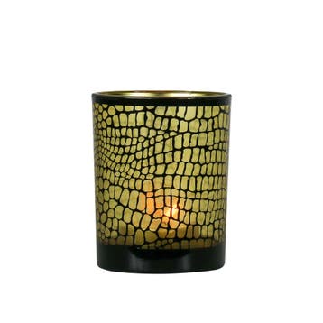 Theelichthouder croco zwart medium 12cm*, Verzenden, Nieuw