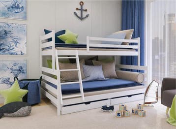 Stapelbed met Lade Faas - 3-persoons - 90/120 x 200 - Wit, Verzenden, Nieuw, Stapelbed