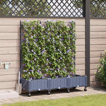 vidaXL Tuin Pot met Irrigatie en Wielen 3 st Grijs 120 x 40, Verzenden, Nieuw, Minder dan 60 cm, 60 cm of meer